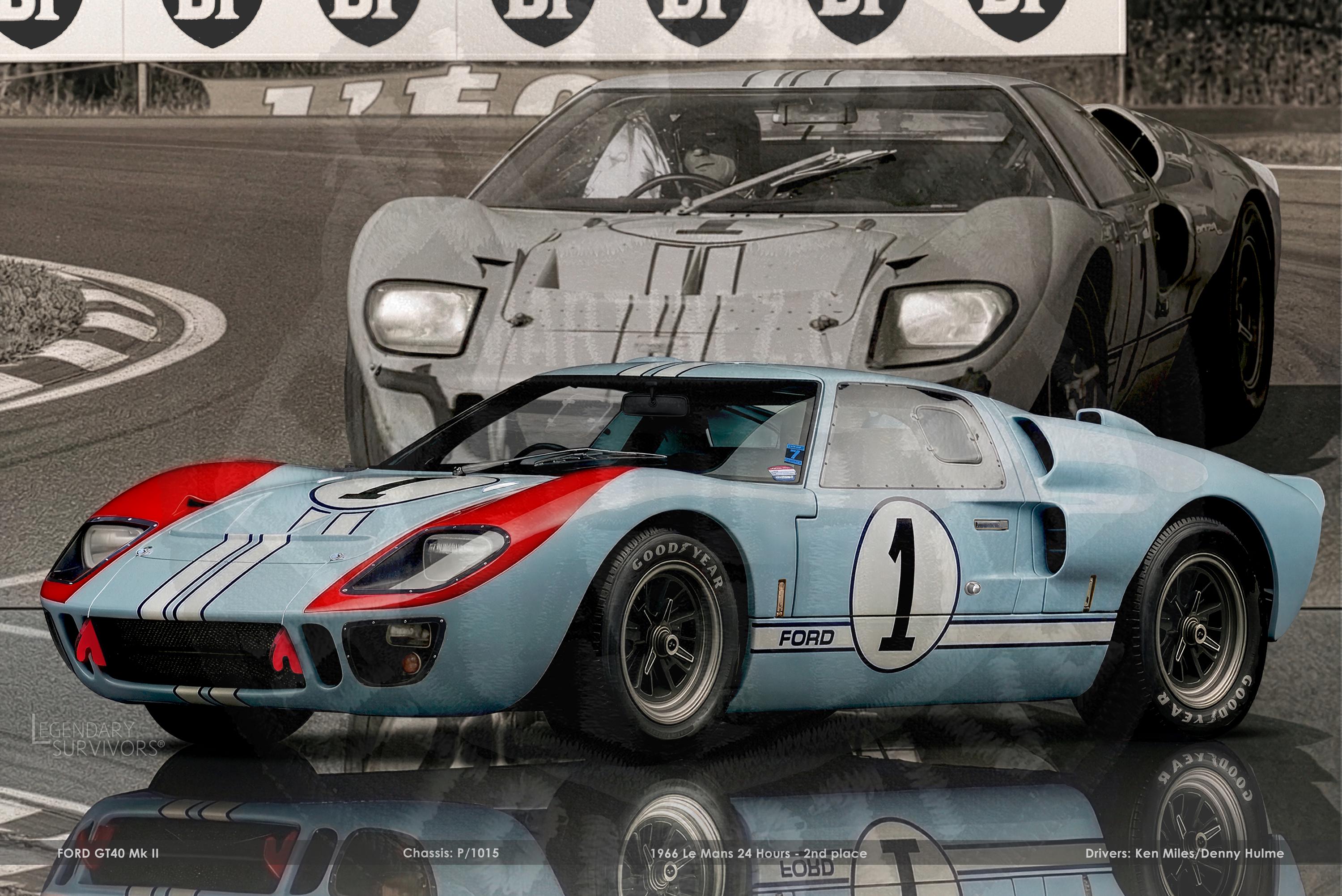 Ford GT40 Poster | 1966 Le Mans Ken Miles Print | Vintage
