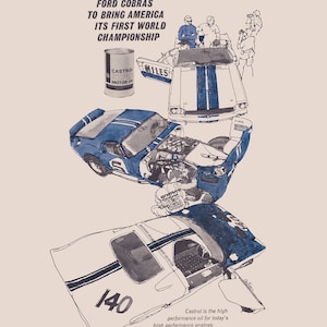 Castrol / Team Shelby Print Ad (1963) - Restaurierter und vergrößerter Nachdruck
