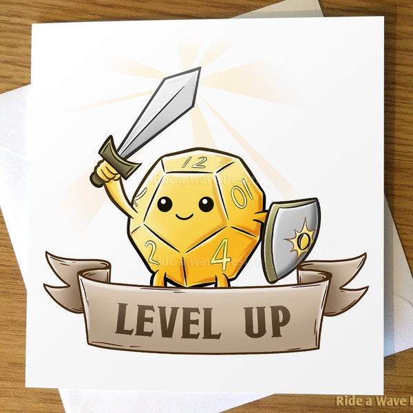 Dice Hero Birthday Card, DnD Dungeons and Dragons Card, Gamer Birthday, Level Up greeting card, D&D Dungeons and Dragons, Gaming Gift