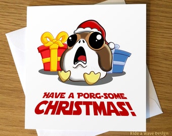 Porg Christmas Card | Star Wars Christmas Card | Star Wars Porg Card | Porg Christmas | Porg | Cute Porg | Geeky Christmas Card | Porg Card