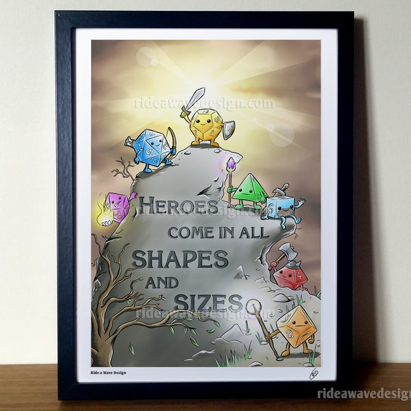 Dice Heroes Art Print | Dungeons and Dragons Poster | DnD Dice Gift | DnD Design | Dungeon Master Gift | Dungeons and Dragons Illustration