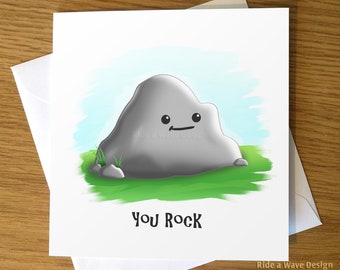 You Rock Greeting Card | Funny Birthday Card | Pun Greeting Card | Love Card | Birthday Card | Valentine's Day Card | You Rock