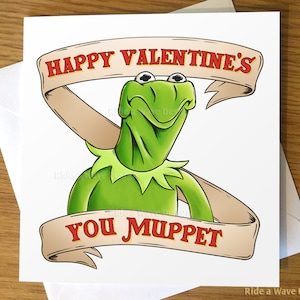 Saint-Valentin drôle de Muppet | Carte d'amour effrontée, grossière, drôle | Carte Kermit la grenouille drôle pour la Saint-Valentin