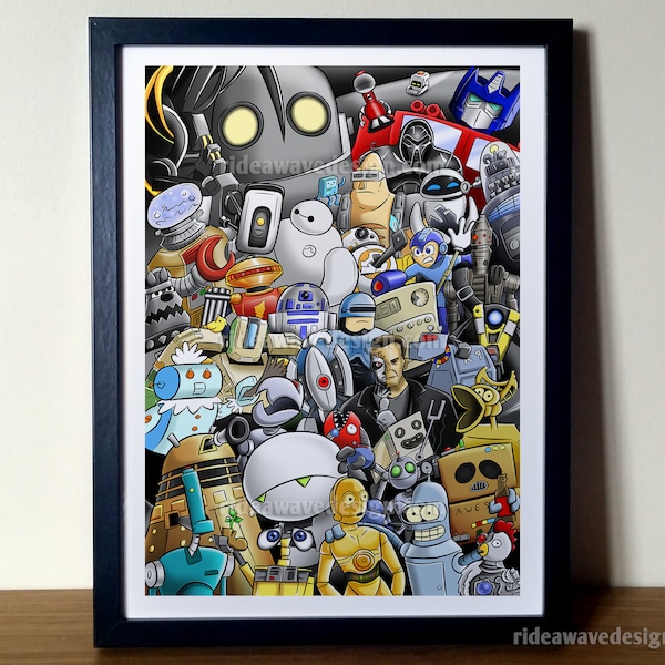 Robots Digital Print | Robots Illustration | Robots Poster | Star Wars droids | pop culture robots | sci-fi poster | digital illustration