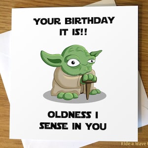 Carte d'anniversaire Star Wars, carte d'anniversaire Yoda, carte de voeux Yoda, carte de voeux Star Wars, Star Wars, Yoda, carte d'anniversaire