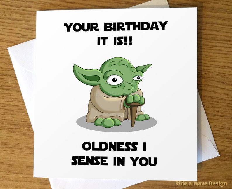 Star Wars Birthday Card, Yoda Birthday Card, Yoda greeting card, Star Wars greeting card, Star Wars, Yoda, Birthday Card image 1