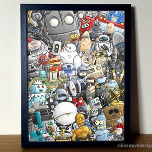 Digitale robotafdruk | Robotillustratie | Robotposter | Star Wars-droids | popcultuurrobots | sciencefictionposter | digitale illustratie