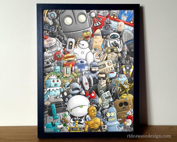 Robots Digital Print | Robots Illustration | Robots Poster | Star Wars droids | pop culture robots | sci-fi poster | digital illustration