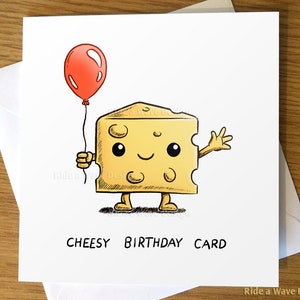 carte d'anniversaire ringard | d'anniversaire pour amateur de fromage | Fromage | Cadeau pour amateur de fromage | Carte drôle | Carte mignonne | illustrée | Amateur de fromage