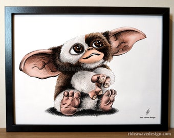 Gizmo Gremlins Art Print | Gremlins Movie Poster | Gremlins Illustration | Hand drawn artwork | Digital Print | Mogwai Art | Movie Print