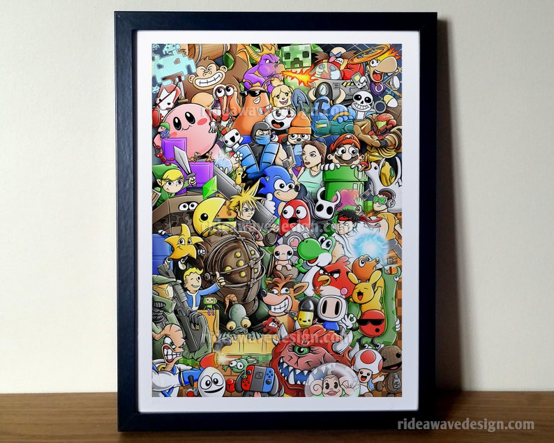 Video Game Print | Game Characters Art Print | Xbox | Nintendo | Playstation | Gamer Gift | Gaming Poster | Computer Game Illustration 