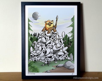 Star Wars Ewok Print, Star Wars, Star Wars Poster, Star Wars Gift, Star Wars Print, Ewok, Starwars, Cute Ewok, Illustration, Wicket, Cartoon