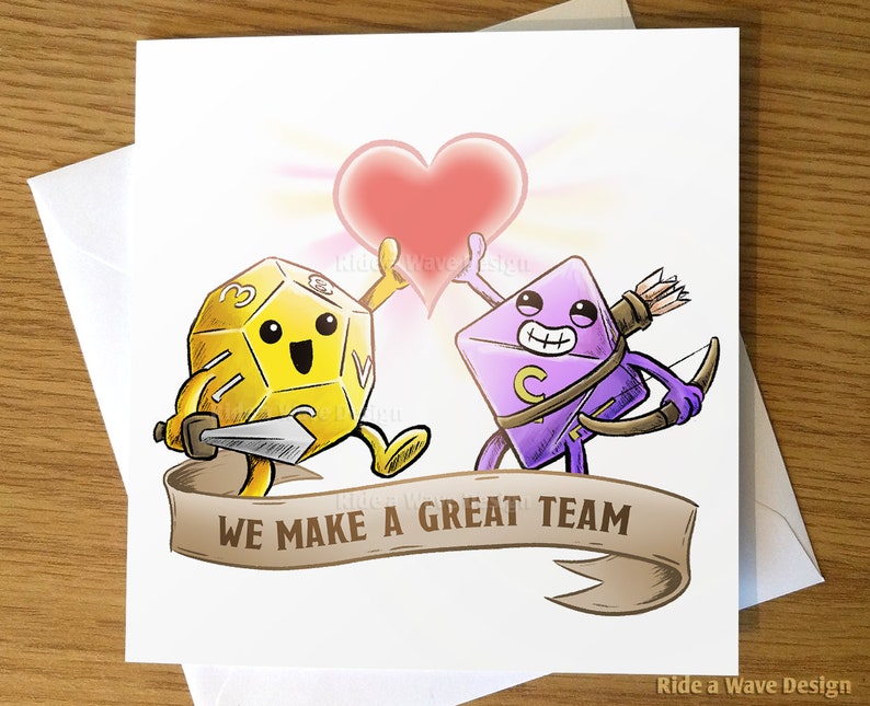 DnD Dice Valentine's Day Card, Dungeons and Dragons Love Card, Gamer Valentine's, Valentine's, D&D Girlfriend, Dice Boyfriend, Gaming Gift image 1