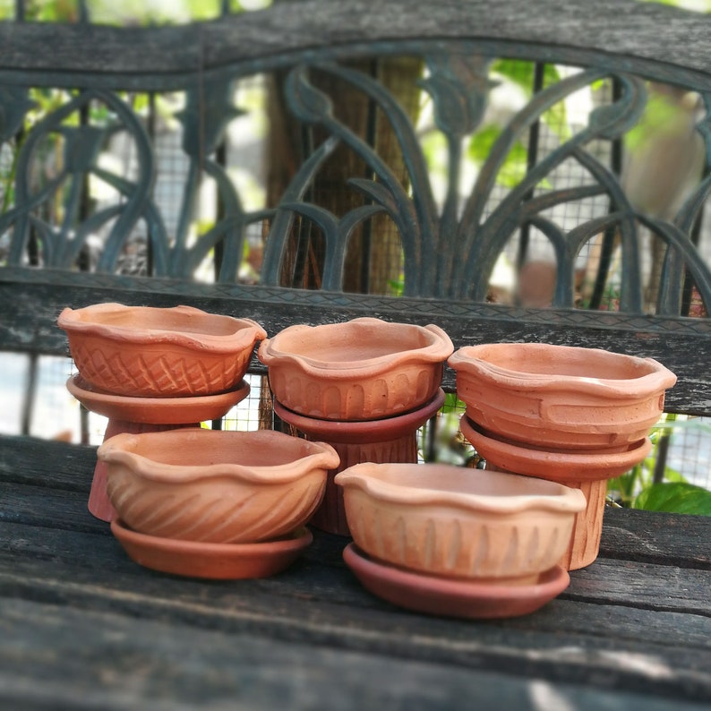Low Round Bowl Planter Pot Terracotta Red Clay Bansai