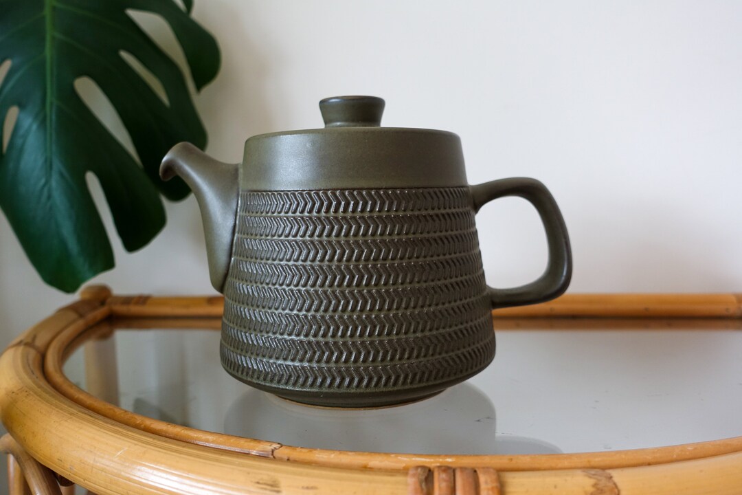 Denby Chevron / Camelot 1.5 Pint Teapot Grey Green Ceramic Etsy UK