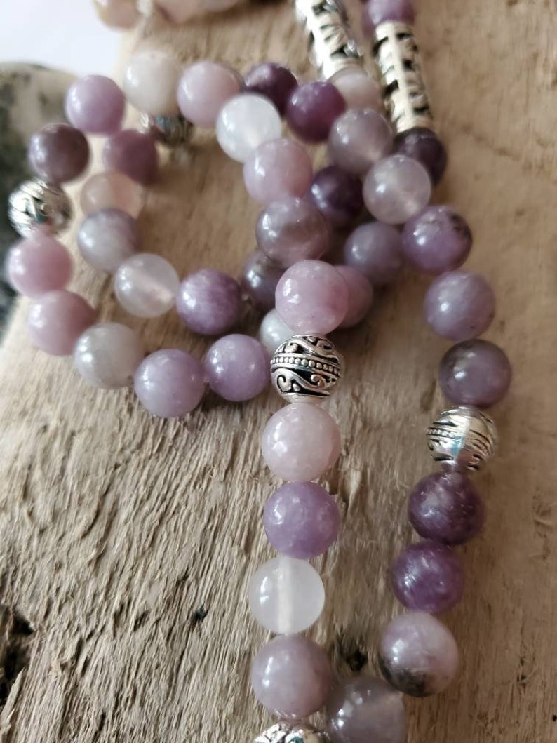 Lepidolite 108 bead meditation mala