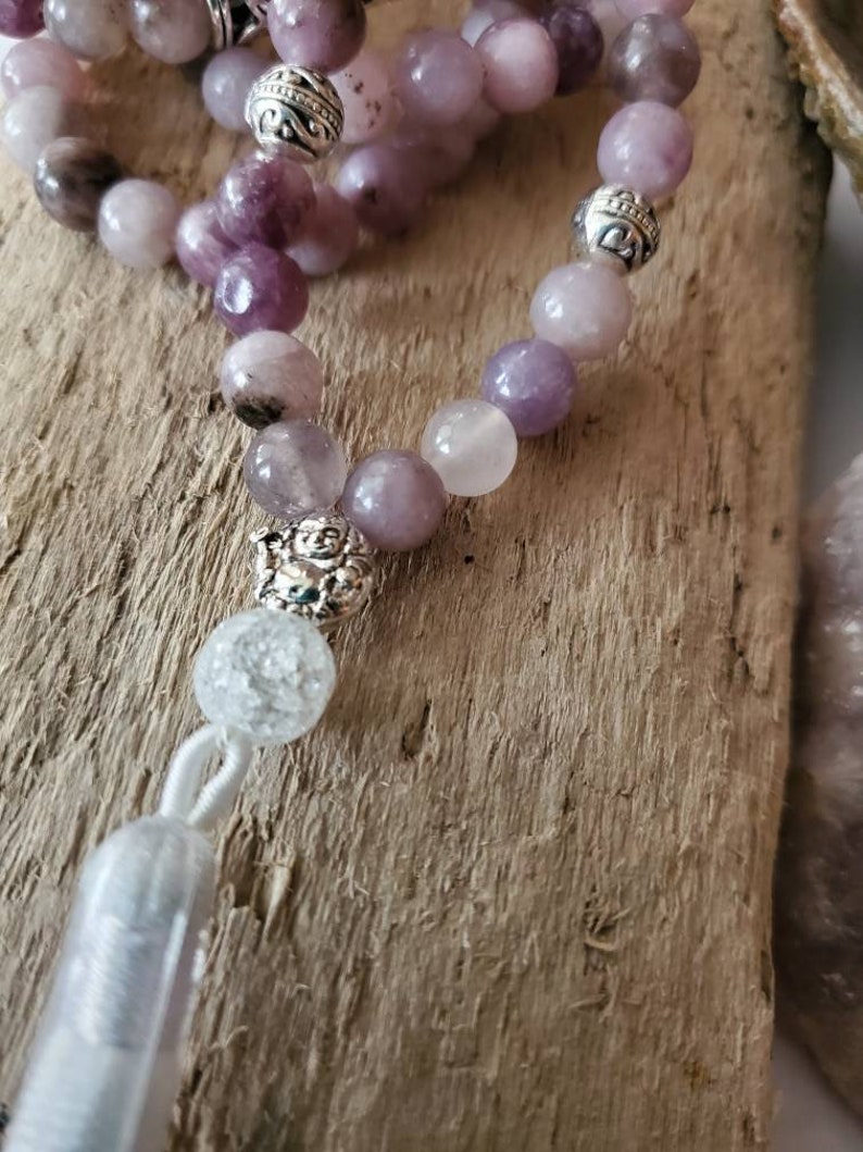 Lepidolite 108 bead meditation mala
