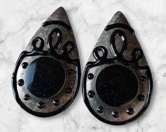 Vintage 80's Silver and Black Earrings