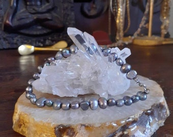 Vintage Tahitian Pearl and Sterling Silver Bracelet