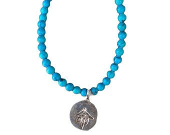 Vintage Sterling Silver and Torquoise Bead Necklace