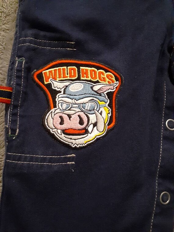 Tommy Hilfiger "Wild Hogs" Blue Jean Overalls Yel… - image 2