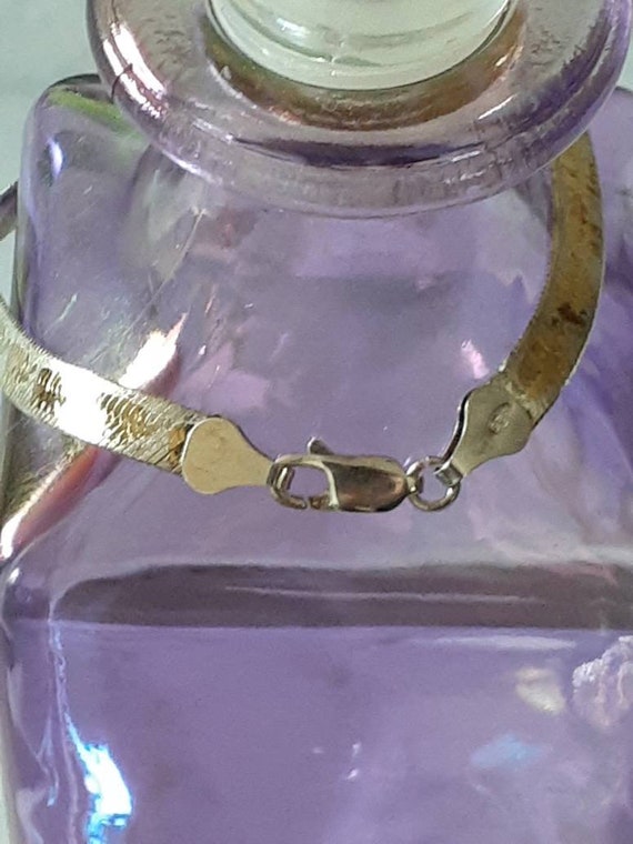 Vintage Sterling Silver Heringbone Flat Bracelet … - image 10