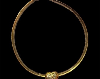 Vintage Italian 6mm 18kt Gold Over Sterling Omega Necklace 16" inch Chain Choker