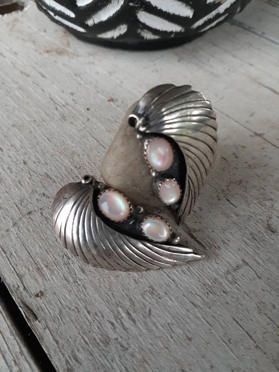 Rare Vintage Sterling Silver Pink Mother of Pearl… - image 6