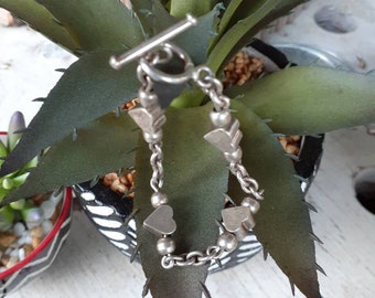 Vintage Sterling Silver Heart Link Baby/Child Bracelet