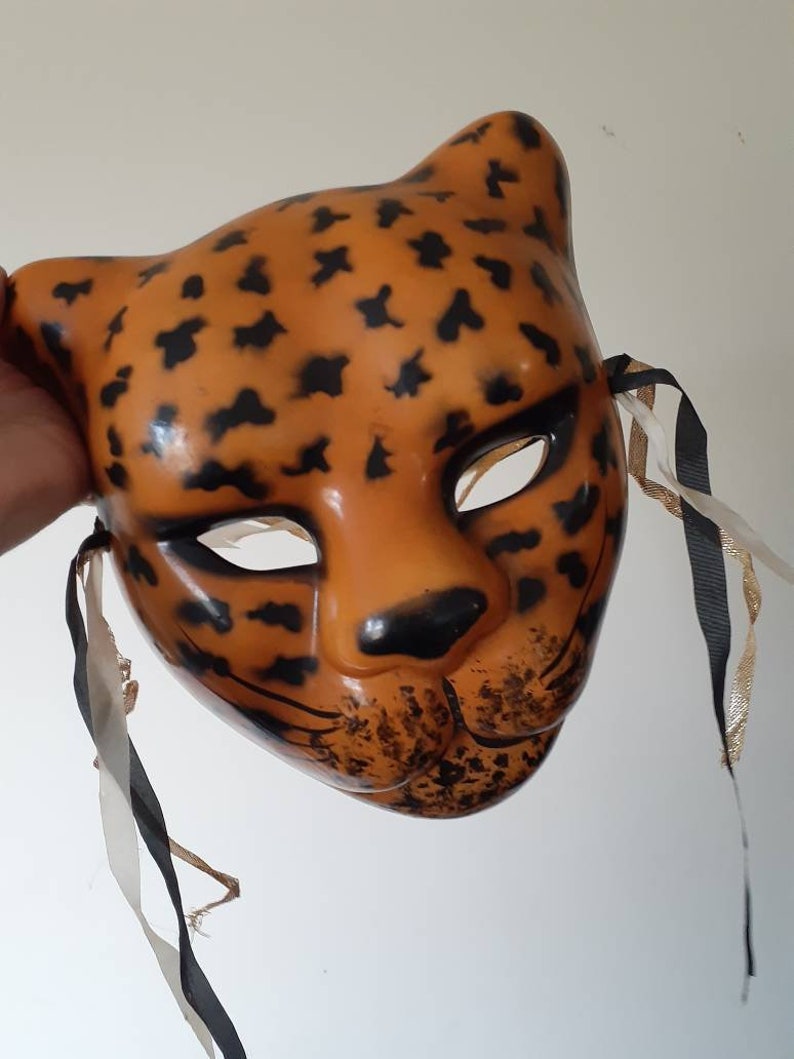 Vintage Ceramic Wall Decor Cat Mask With Ribbons Leopard Print | Etsy