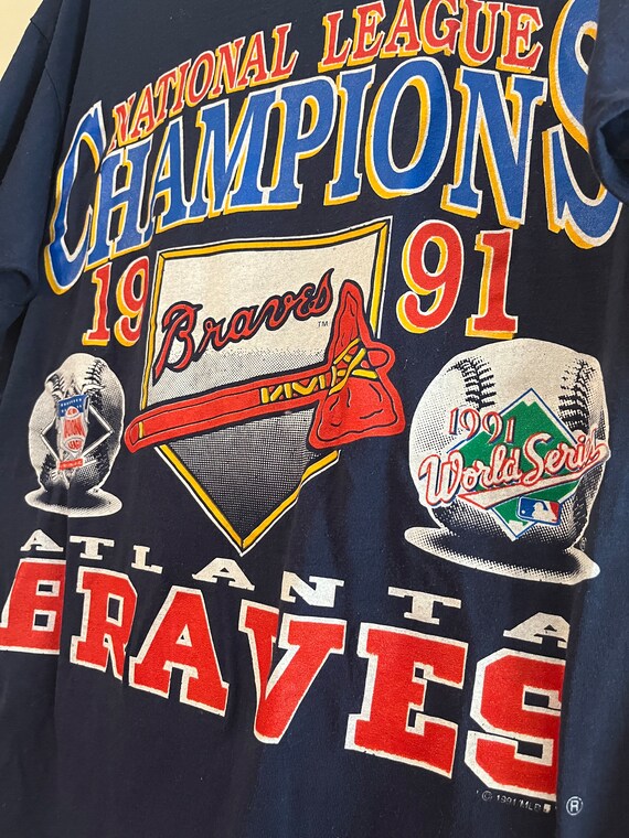 Vintage 1991 Atlanta Braves Tshirt Adult Medium C… - image 4