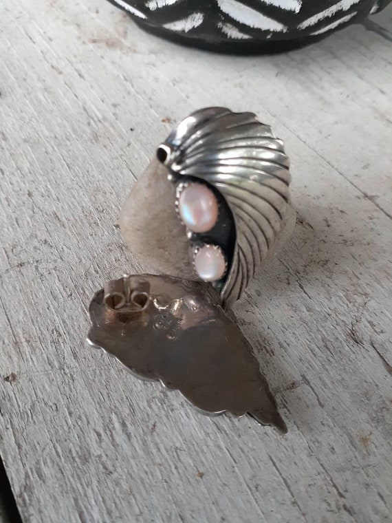 Rare Vintage Sterling Silver Pink Mother of Pearl… - image 7