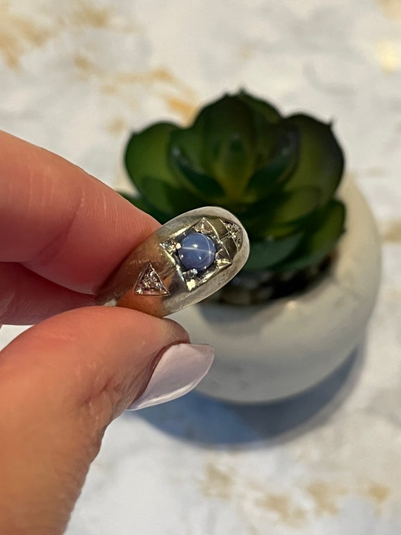 Vintage 14k White Gold And Blue Star Sapphire Sph… - image 6