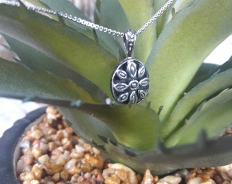 Vintage Sterling Silver Sunflower Flower Minimalist Necklace