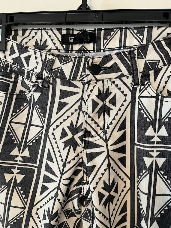 Black And Off White Aztec Print Triangles Jeans P… - image 3