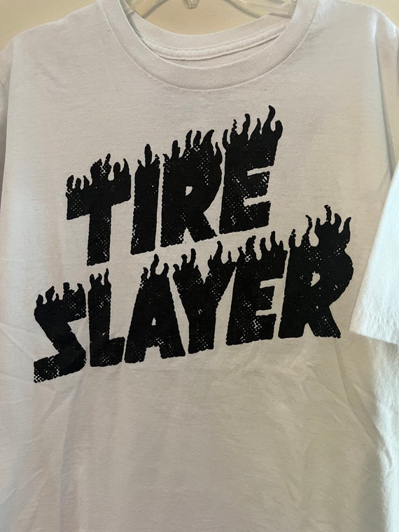 Vintage black and white Tire Slayer Tshirt - image 4