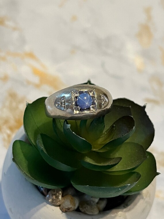 Vintage 14k White Gold And Blue Star Sapphire Sph… - image 8