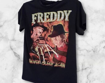 Vintage "Freddy" Tshirt A Nightmare On Elm Street Adult Size Small Black Tee Top "Never Sleep Again"