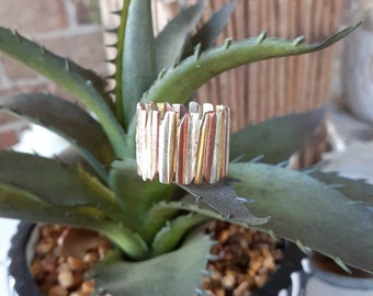 Vintage Sterling Silver, Copper, And Brass Wide Unique Ring 9