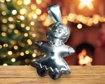 Sterling Silver Gingerbread Woman Lady Pendant Christmas Cookie Dainty