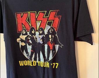 Vintage Kiss World Tour 77 Rock Band Tshirt