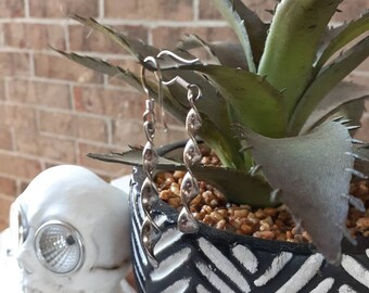 Vintage Twisted Sterling Silver Drop Dangle Earrings