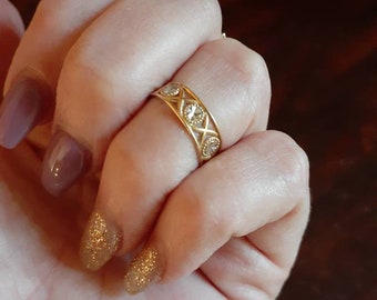 Vintage XOXO Yellow And White Solid Gold Diamond Cut Toe Ring 10k Hugs And Kisses Love Two Tone Open Adjustable Mid Midi