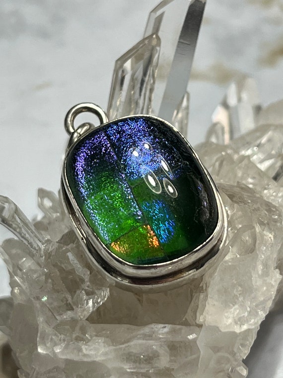 Vintage Sterling Silver And Artisan Glass Pendant… - image 4