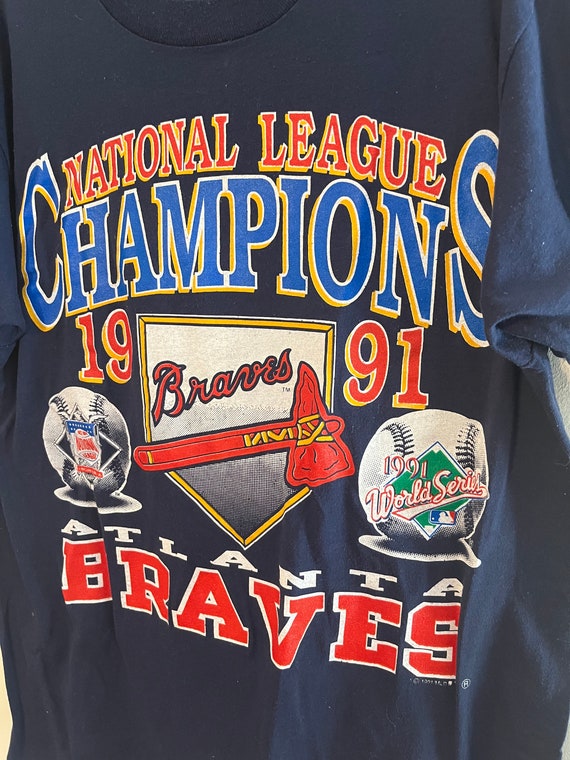 Vintage 1991 Atlanta Braves Tshirt Adult Medium C… - image 8