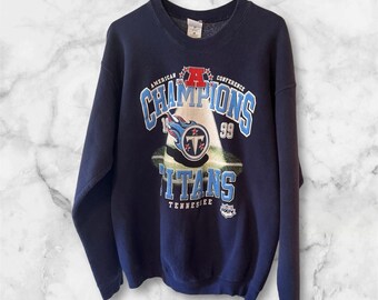 Vintage 90s Tennessee Titans Champions Sweatshirt Size Adult XL Blue American Conference Football Unisex 1999
