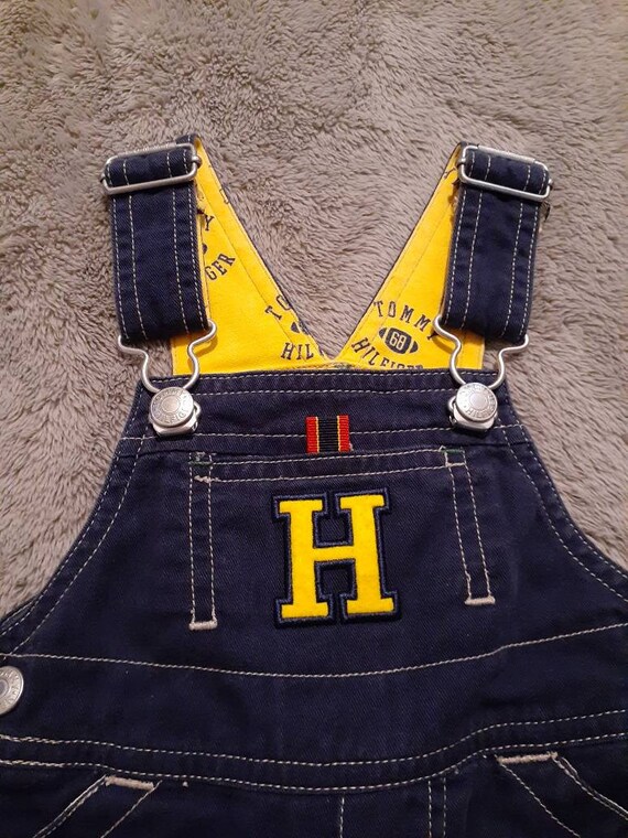 Tommy Hilfiger "Wild Hogs" Blue Jean Overalls Yel… - image 3