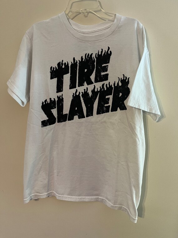 Vintage black and white Tire Slayer Tshirt - image 5