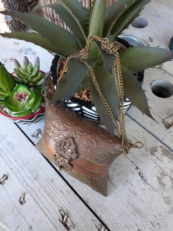 Vintage Copper and Brass Velvet Lined Pillow Jewel