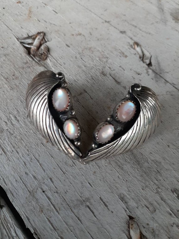 Rare Vintage Sterling Silver Pink Mother of Pearl… - image 5